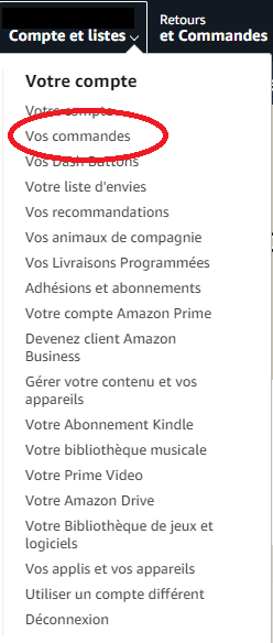 vos commandes sur Amazon