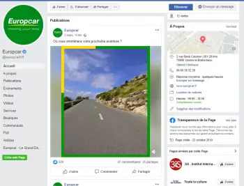 Page Facebook Europcar
