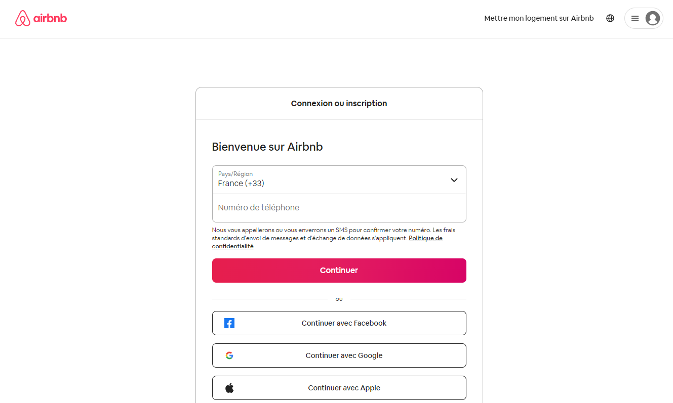 Compte Airbnb